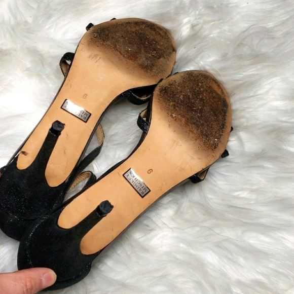 Badgley Mischka Landmark Black Glitter Sparkle Sandals - Picture 9 of 10